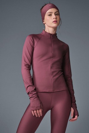 Manga Larga Alo Yoga Airlift Winter Warm 1/4 Zip Mujer Vino | Mexico ABP-240356
