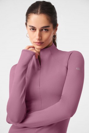 Manga Larga Alo Yoga Airlift Winter Warm 1/4 Zip Mujer Soft Mulberry | Mexico SJT-074136