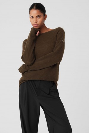 Manga Larga Alo Yoga Cashmere Reform Mujer Espresso | Mexico UZO-673150
