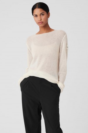 Manga Larga Alo Yoga Cashmere Reform Mujer Ivory | Mexico CRZ-873165