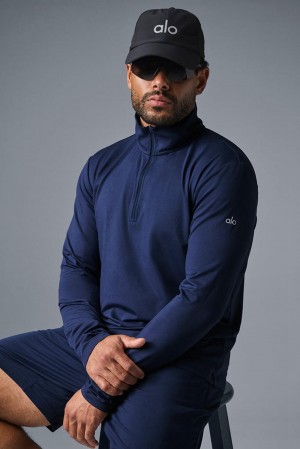 Manga Larga Alo Yoga Conquer 1/4 Zip Reform Hombre Azul Marino | Mexico FTG-542371