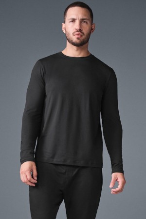Manga Larga Alo Yoga Conquer Reform Crewneck Hombre Negros | Mexico SXN-457963