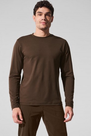 Manga Larga Alo Yoga Conquer Reform Crewneck Hombre Espresso | Mexico PDJ-253680