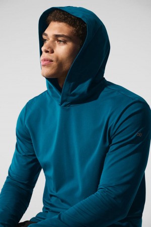 Manga Larga Alo Yoga Conquer Reform With Hood Hombre Azules | Mexico HUE-345270