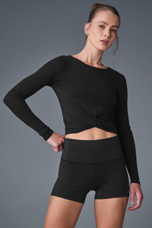 Manga Larga Alo Yoga Cover Top Tops Mujer Negros | Mexico OHX-729430