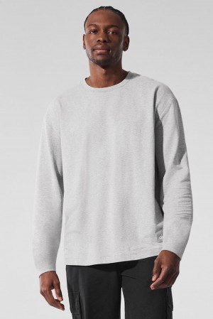 Manga Larga Alo Yoga Double Take Crew Hombre Grises | Mexico TMX-378195
