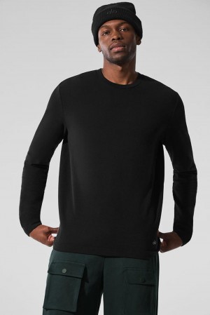 Manga Larga Alo Yoga Double Take Crew Hombre Negros | Mexico MNZ-641389