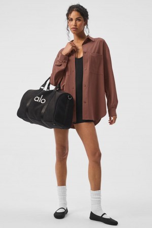 Manga Larga Alo Yoga Dreamscape Button Down Mujer Chestnut | Mexico XRH-395087