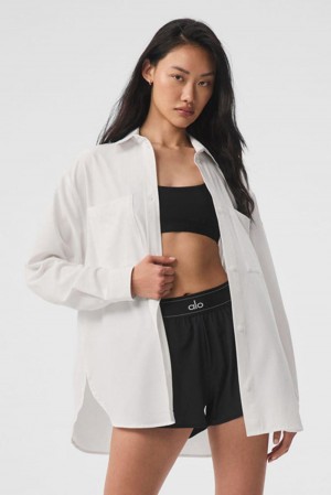 Manga Larga Alo Yoga Dreamscape Button Down Mujer Blancos | Mexico APC-796830
