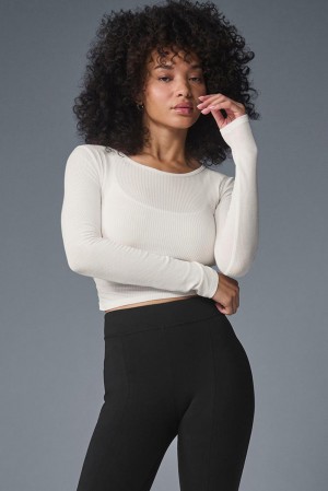 Manga Larga Alo Yoga Gather Mujer Ivory | Mexico YEJ-574390