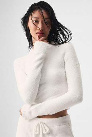 Manga Larga Alo Yoga Snuggle Up Mujer Ivory | Mexico JEY-923645