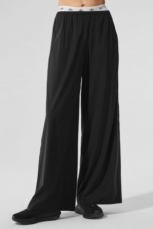 Pantalon Alo Yoga Breezy Wide Leg Mujer Negros | Mexico EMW-028561