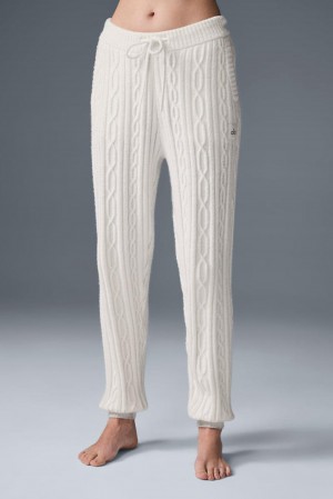 Pantalon Alo Yoga Cable Knit Winter Bliss Mujer Ivory | Mexico OME-026135