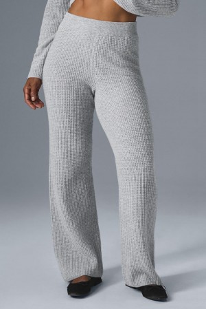 Pantalon Alo Yoga Cashmere High-Waist Plush Waffle Mujer Grises | Mexico ZLK-120368