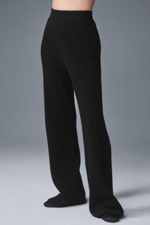 Pantalon Alo Yoga Cashmere High-Waist Plush Waffle Mujer Negros | Mexico GQA-346972