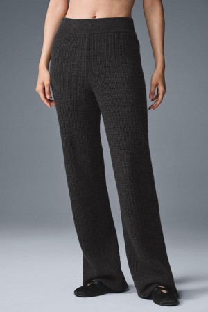 Pantalon Alo Yoga Cashmere High-Waist Plush Waffle Mujer Azules Grises | Mexico ISN-709814