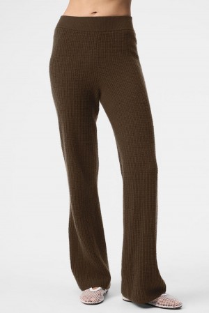 Pantalon Alo Yoga Cashmere High-Waist Plush Waffle Mujer Espresso | Mexico ZEU-105983