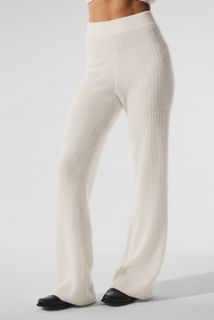 Pantalon Alo Yoga Cashmere High-Waist Plush Waffle Mujer Ivory | Mexico UEC-546812
