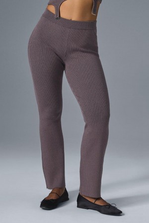 Pantalon Alo Yoga Denim Knit High-Waist Flare Mujer Negros | Mexico JUS-906235