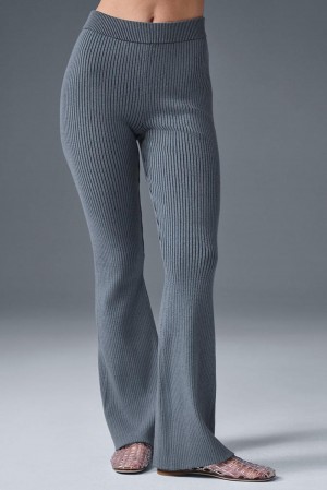 Pantalon Alo Yoga Denim Knit High-Waist Flare Mujer Grises | Mexico OPA-592483
