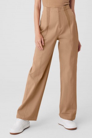 Pantalon Alo Yoga High-Waist On Point Moto Mujer Toasted Almond | Mexico DZO-482079