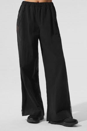 Pantalon Alo Yoga High-Waist Origin Wide Leg Track Mujer Negros | Mexico DIH-413680
