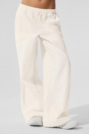 Pantalon Alo Yoga High-Waist Origin Wide Leg Track Mujer Ivory | Mexico OTG-235067