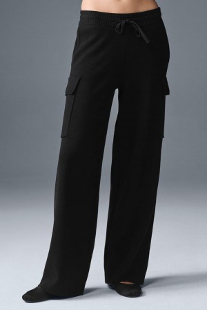 Pantalon Alo Yoga Scholar Knit High-Waist Cargo Mujer Negros | Mexico PCR-685329