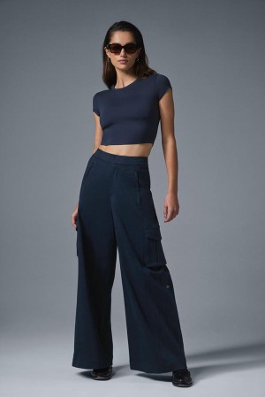 Pantalon Alo Yoga Show Off Cargo Wide Leg Mujer Azul Marino | Mexico TZL-729603