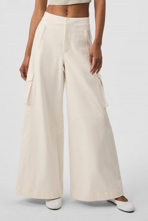 Pantalon Alo Yoga Show Off Cargo Wide Leg (Regular) Mujer Ivory | Mexico DUO-805132