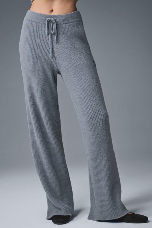 Pantalon Alo Yoga Snuggle Up High-Waist Wide Leg Mujer Grises | Mexico SLR-125379