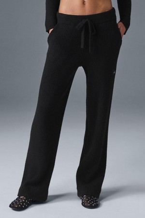 Pantalon Alo Yoga Snuggle Up Sweater High-Waist Wide Leg Mujer Negros | Mexico KBX-501243