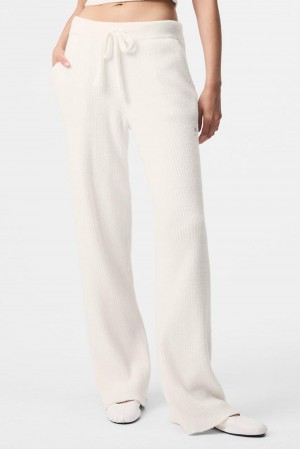 Pantalon Alo Yoga Snuggle Up Sweater High-Waist Wide Leg Mujer Ivory | Mexico KMQ-931652