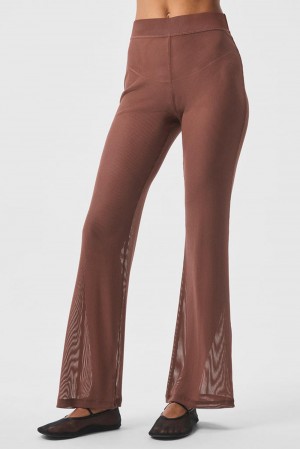 Pantalon Alo Yoga Striped Mesh Tropical Nights Flare Mujer Chestnut | Mexico OTA-286453