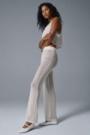 Pantalon Alo Yoga Striped Mesh Tropical Nights Flare Mujer Ivory | Mexico PNC-972635