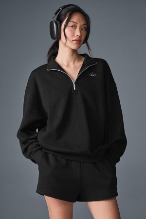 Pullover Alo Yoga Accolade 1/4 Zip Mujer Negros | Mexico SNW-219504
