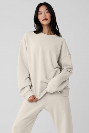 Pullover Alo Yoga Chill Crew Neck Mujer Bone | Mexico BDM-684792
