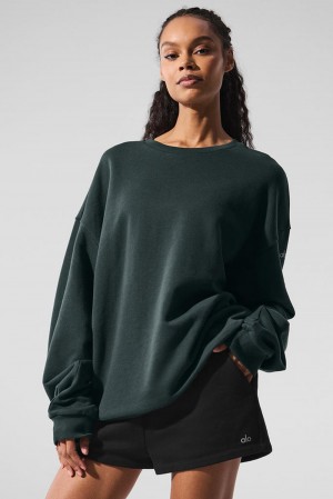 Pullover Alo Yoga Chill Crew Neck Mujer Verdes | Mexico CXP-268375