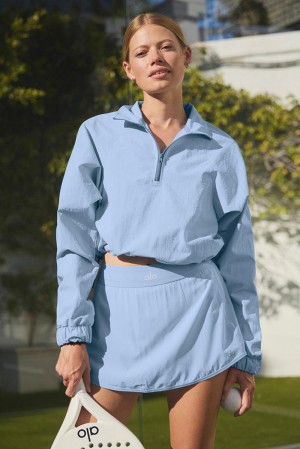Pullover Alo Yoga Cropped 1/4 Zip Alumni Mujer Azules | Mexico DZL-569201