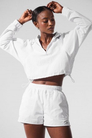 Pullover Alo Yoga Cropped 1/4 Zip Alumni Mujer Blancos | Mexico YFZ-832679