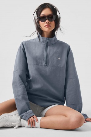 Pullover Alo Yoga Lightweight Takeaway Track Mujer Grises | Mexico LBJ-703214