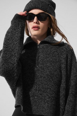Pullover Alo Yoga Marl 1/4 Zip Mujer Negros | Mexico ENR-942386
