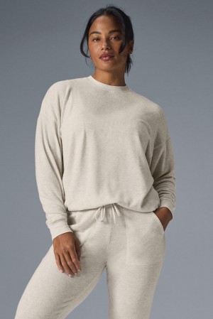 Pullover Alo Yoga Soho Mujer Oatmeal Heather | Mexico EMB-465327