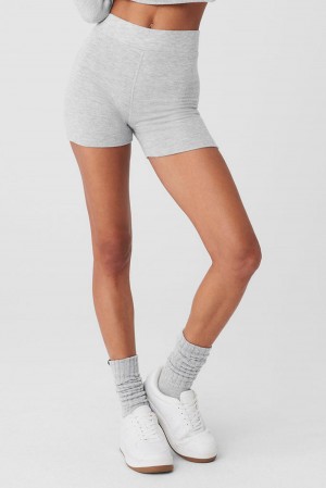 Short Alo Yoga Alolux High-Waist Me Time Mujer Grises | Mexico MYH-658702