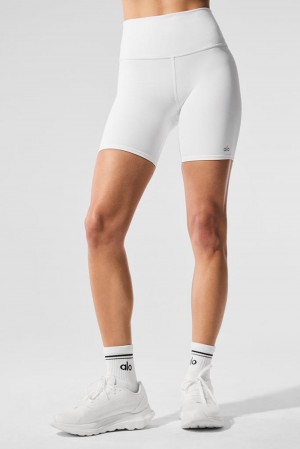 Short Alo Yoga High-Waist Biker Mujer Blancos | Mexico SBF-054382