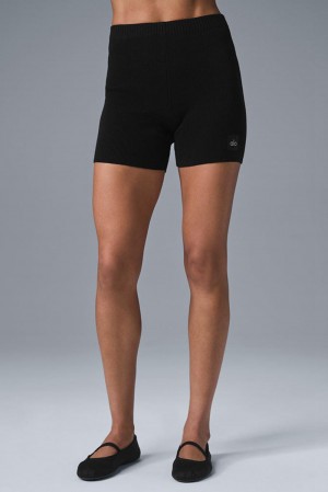 Short Alo Yoga Scholar Knit High-Waist Mujer Negros | Mexico COI-718045