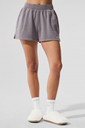 Short Alo Yoga Washed Low Key Sweat Mujer Grises Azules | Mexico RZP-986072