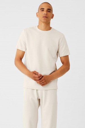 Short Sleeve Alo Yoga Chill Hombre Bone | Mexico JTU-597368