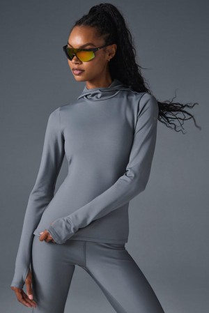 Sudadera con Capucha Alo Yoga Airlift Winter Warm Hooded Mujer Grises | Mexico DVH-719586