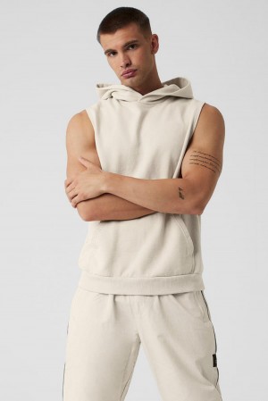 Sudadera con Capucha Alo Yoga Chill Sleeveless Hombre Bone | Mexico HTU-973218